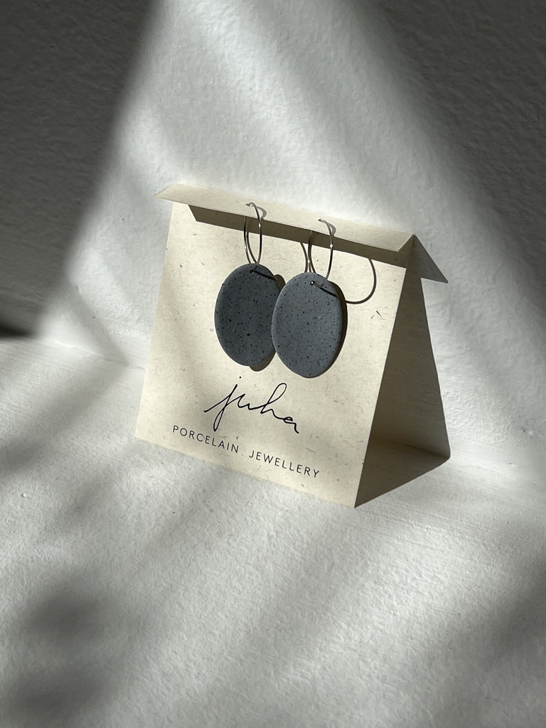 Sandy grey oval earrings