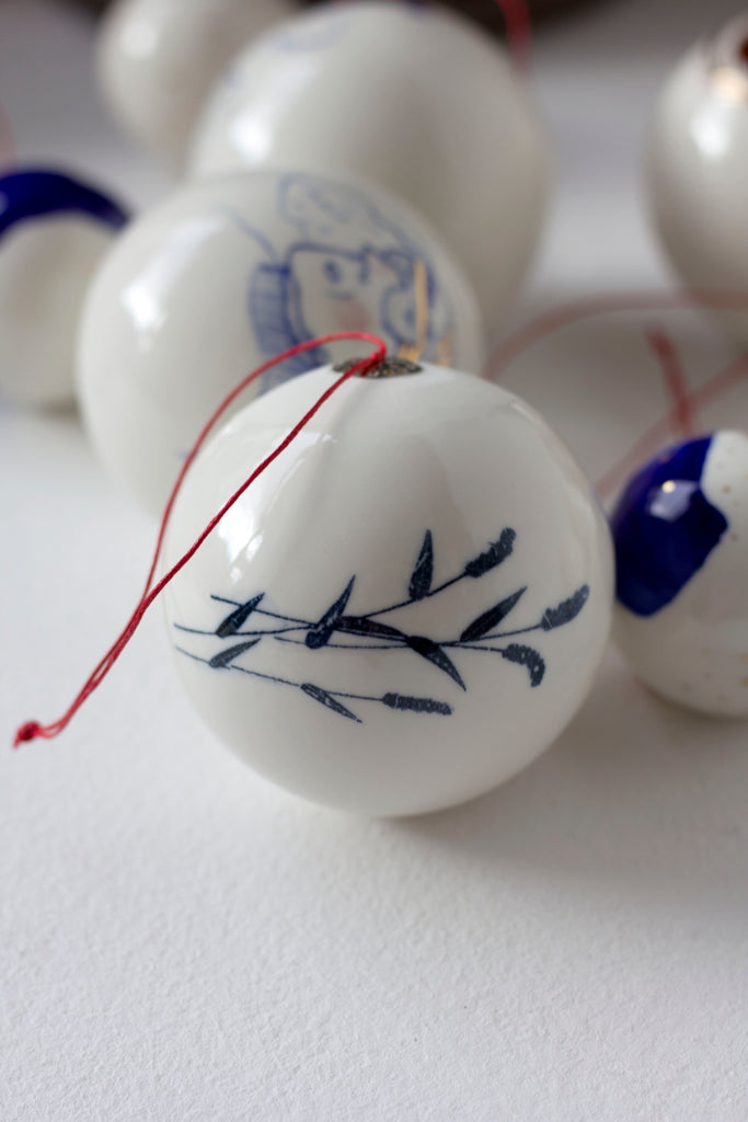 Porcelain bauble with a bamboo motif