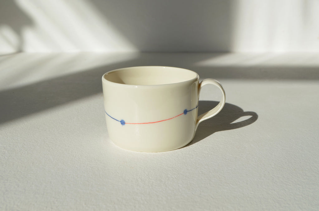 Unique porcelain lines and dots mug