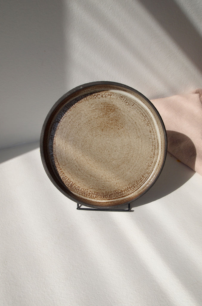 Unique brown stoneware plate